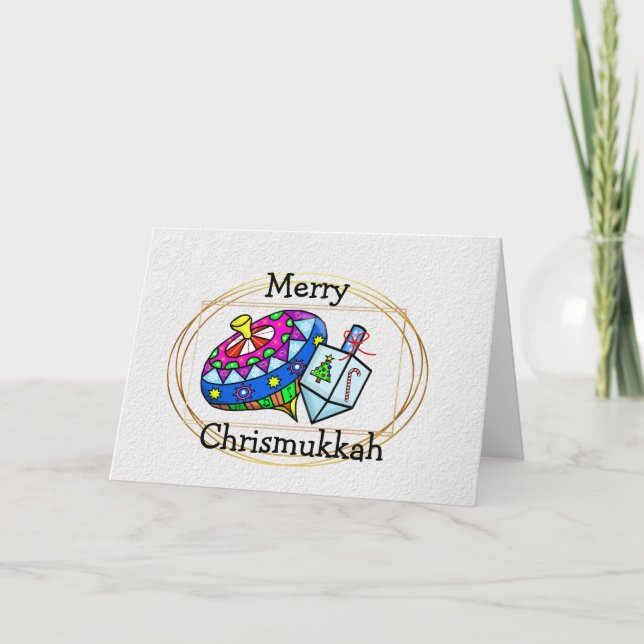 Chrismukkah Dreidel and Toy Top Card (Front)