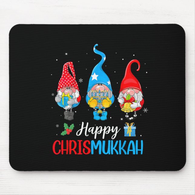 Chrismukkah Gnomes Merry Christmas And Happy Hanuk Mouse Mat (Front)
