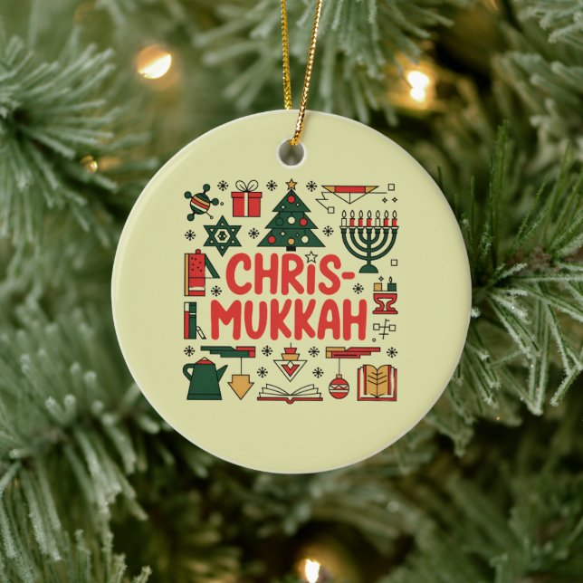 Chrismukkah Hanukkah Christmas Jewish Religious  Ceramic Tree Decoration (Tree)