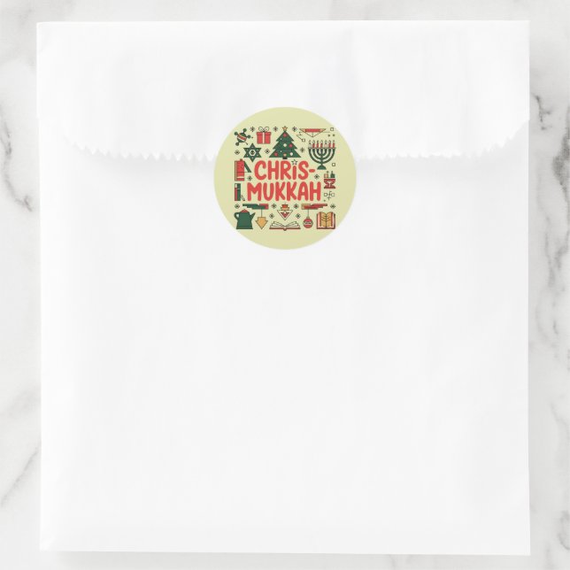 Chrismukkah Hanukkah Christmas Jewish Religious  Classic Round Sticker (Bag)