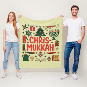 Chrismukkah Hanukkah Christmas Jewish Religious  Fleece Blanket