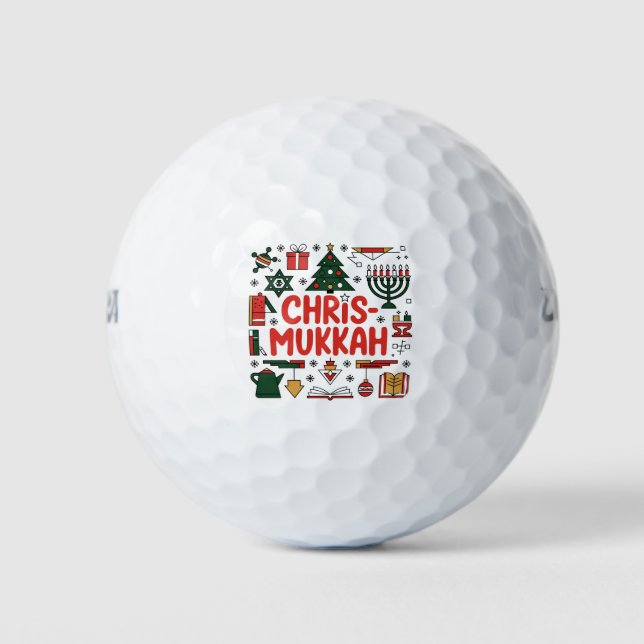 Chrismukkah Hanukkah Christmas Jewish Religious  Golf Balls (Front)