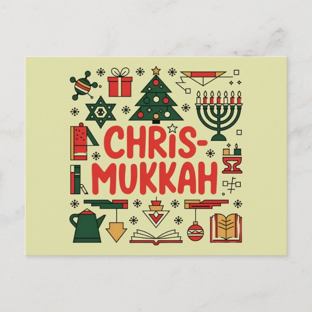 Chrismukkah Hanukkah Christmas Jewish Religious  Holiday Postcard (Front)
