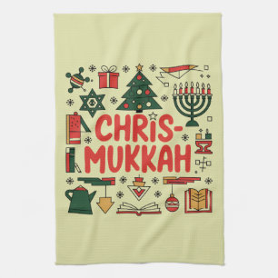 Chrismukkah Hanukkah Christmas Jewish Religious  Tea Towel