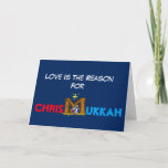 Chrismukkah Manger Greeting Card<br><div class="desc">Jesus aka the Christ Child is the centre of both the Jewish and Christian religions.  Therefore,  I made the "M" in Chrismukkah as the manger to represent that.  You can keep or remove the  text I have and replace it with something else if you wish.</div>