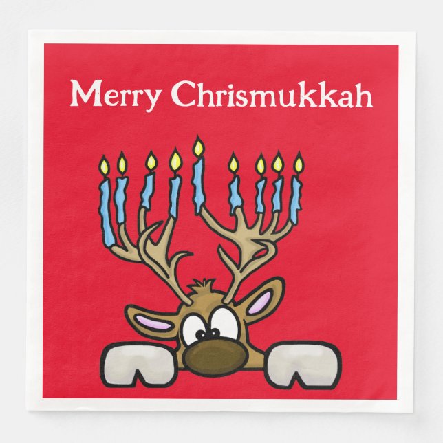 Chrismukkah Reinder with Menorah Antlers Napkins (Front)