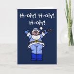 Chrismukkah Santa Funny Greeting Card<br><div class="desc">This is a Chrismukkah Santa because he's got a blue and white outfit on. He also says, "Ho Ho Ho" with a bit of a Jewish accent. :D But, you are free to change that if you want. The entire card is done in shades of blues also. This card can...</div>