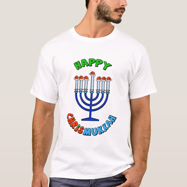 Chrismukkah Santa Hat Menorah T-Shirt (Front)