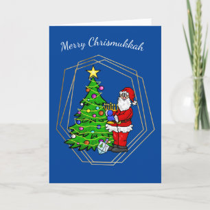 Chrismukkah Santa with Menorah Christmas Card