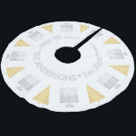Chrismukkah Silver Menorahs Gold Trees Holiday Brushed Polyester Tree Skirt<br><div class="desc">Personalize this Chrismukkah holiday tree skirt designed with silver Menorahs for Hanukkah and gold trees for Christmas. Designed for blended families who celebrate both Christmas and Hanukkah, the text on this silver and gold on white custom tree skirt is easy to customize. Add your name and established year or any...</div>