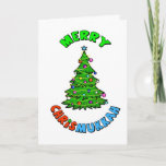 Chrismukkah Star of David Christmas Tree Card<br><div class="desc">The term "Chrismukkah" began back in 2003 on a television show called "The O.C." It can be interpreted as (1) the blending of Christmas and Hanukkah during the holiday season in homes where one is Jewish and one is of Christian Protestant faith. It's a way to celebrate both sides of...</div>