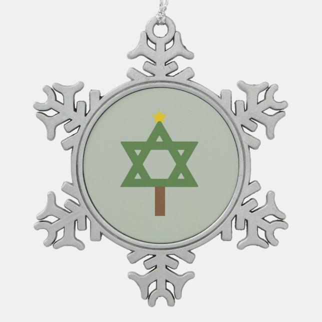 CHRISMUKKAH TREE -.png Snowflake Pewter Christmas Ornament (Front)