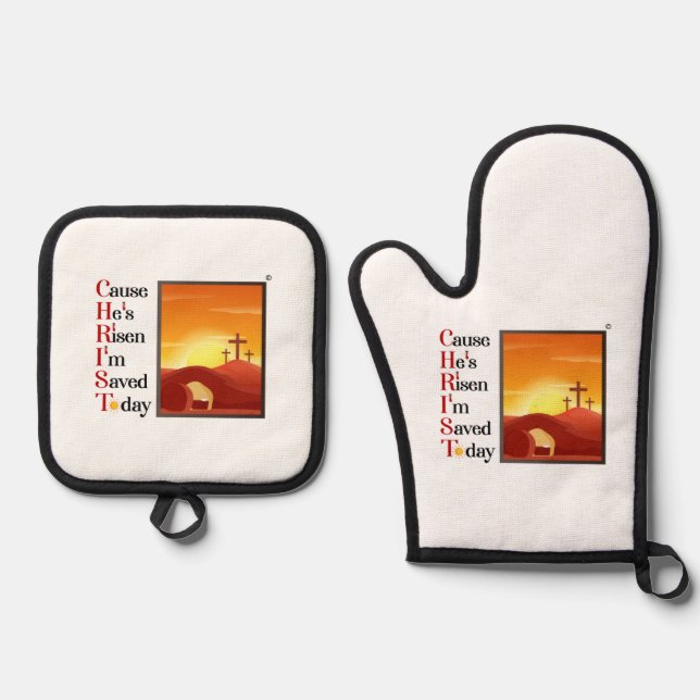 Christ Acronym Oven Mitt & Pot Holder Oven Mitt & Pot Holder Set (Front)