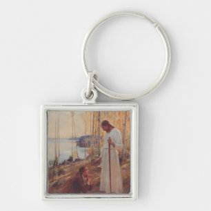 Christ and Mary Magdalene by Albert Edelf Key Ring