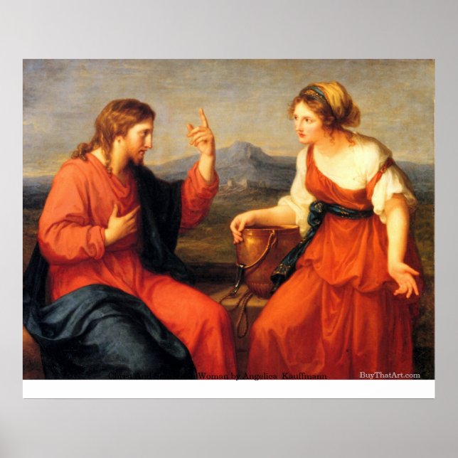 Christ And Samaritan Woman by Angelica Kauffmann Poster (Front)