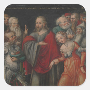 Christ and the Adulteress Square Sticker