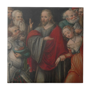 Christ and the Adulteress Tile