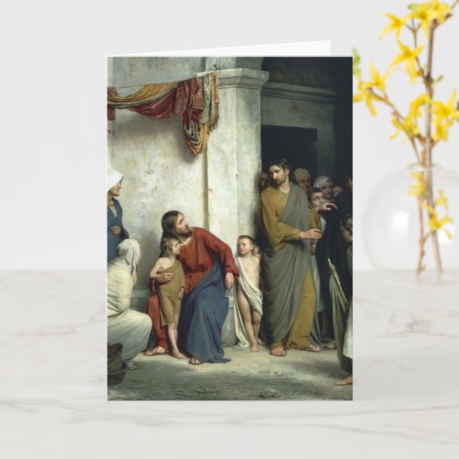 Christ and the Children by Carl Bloch  Card (Yellow Flower)