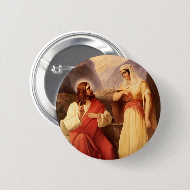 Christ and the Samaritan by Christian Schleisner 6 Cm Round Badge (Front & Back)