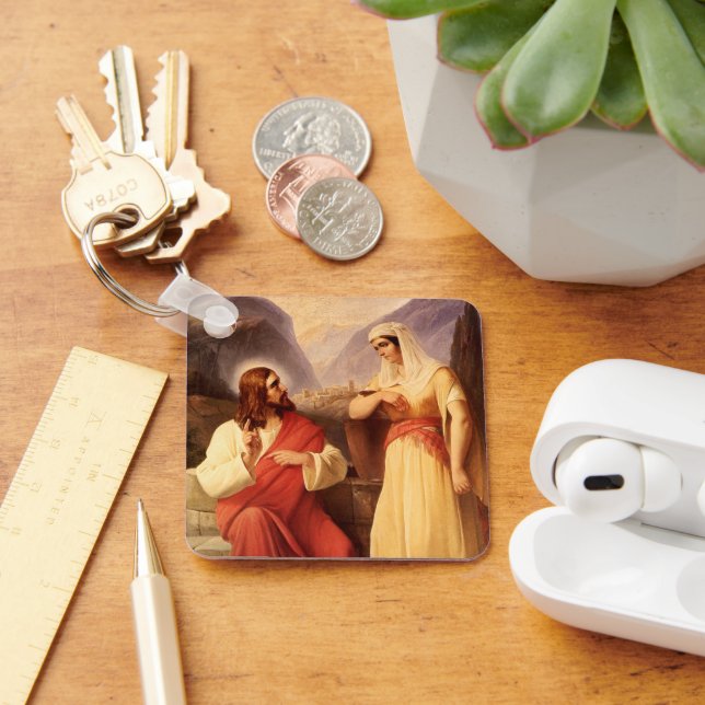 Christ and the Samaritan by Christian Schleisner Key Ring (Desk)