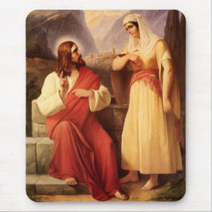 Christ and the Samaritan by Christian Schleisner Mouse Mat