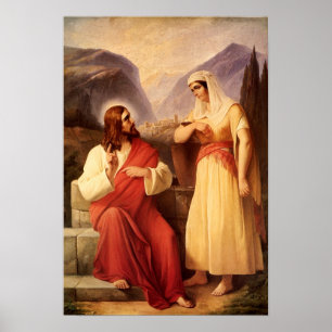 Christ and the Samaritan by Christian Schleisner Poster