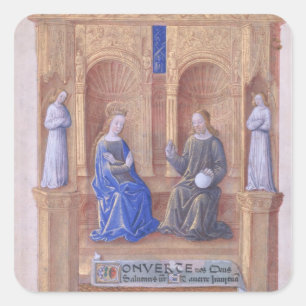 Christ and the Virgin Mary Enthroned Square Sticker
