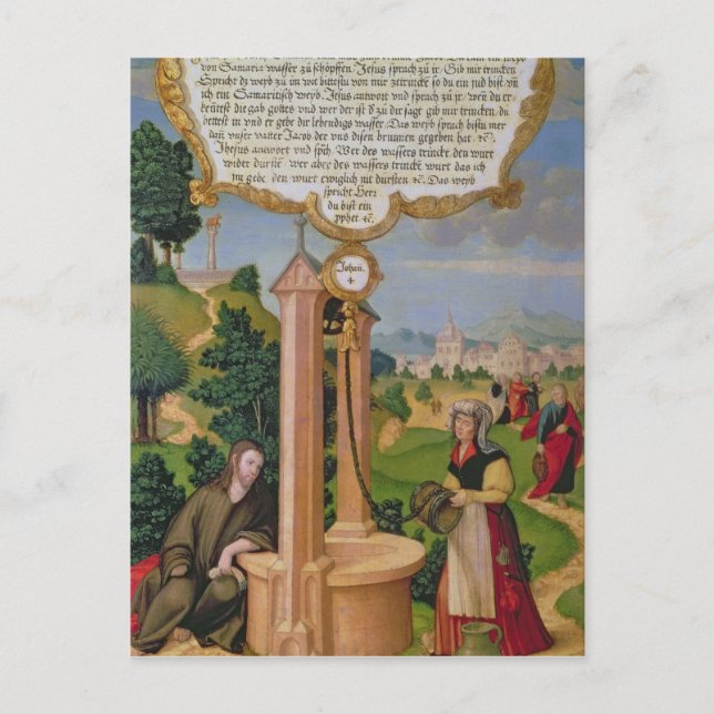 Christ and the Woman from Samaria at Jacob's Well Postcard (Front)