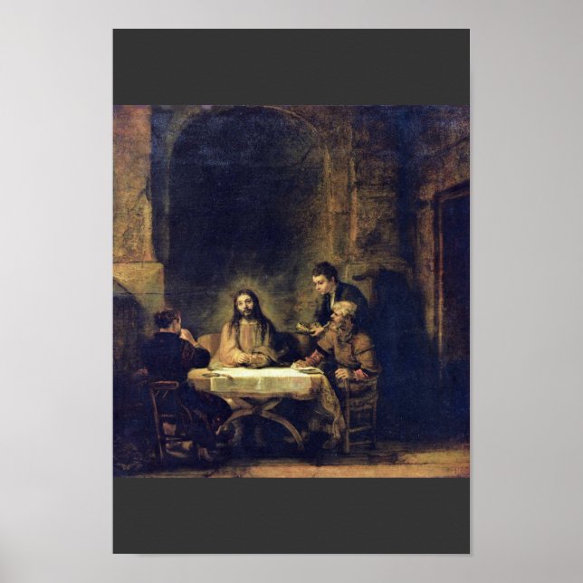 Christ At Emmaus By Rembrandt Harmensz. Van Rijn Poster (Front)