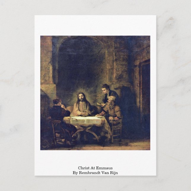 Christ At Emmaus By Rembrandt Van Rijn Postcard (Front)