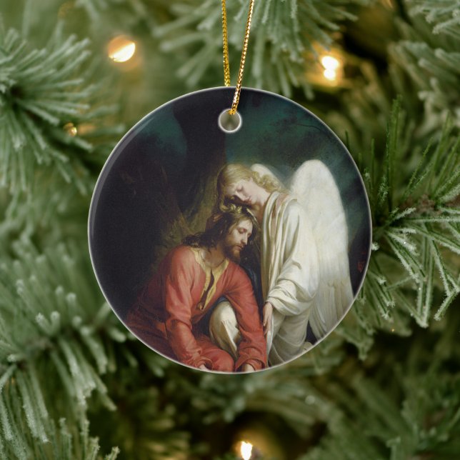 Christ at Gethsemane by Carl Bloch, Religious  Ceramic Tree Decoration (Tree)