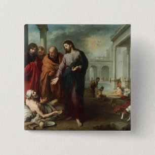Christ at the Pool of Bethesda, 1667-70 (oil on ca 15 Cm Square Badge