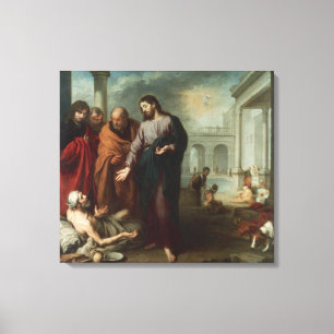 Christ at the Pool of Bethesda, 1667-70 (oil on ca Canvas Print