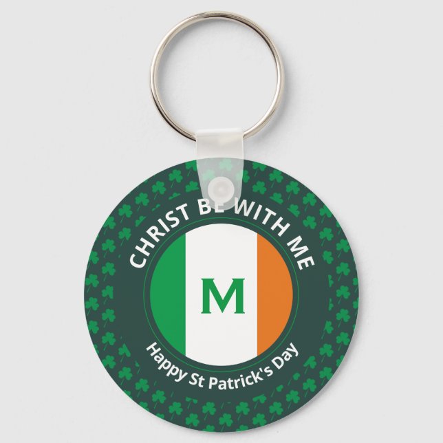 CHRIST BE WITH ME St Patricks Day Quote Key Ring (Front)