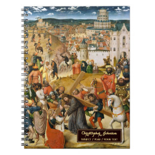 Christ Bearing the Cross Art Gold Monogram Sketch Notebook