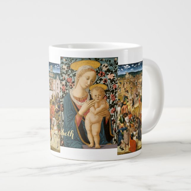 Christ Bearing the Cross Madonna and Child Jesus Large Coffee Mug (Front Right)