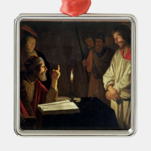 Christ Before Caiaphas (oil on canvas) Metal Tree Decoration