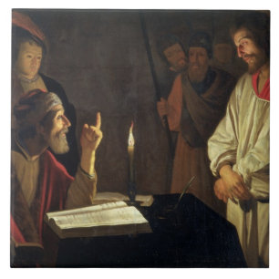 Christ Before Caiaphas (oil on canvas) Tile