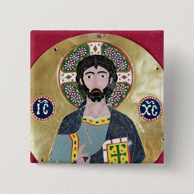 Christ Blessing, 10th-11th century 15 Cm Square Badge (Front)