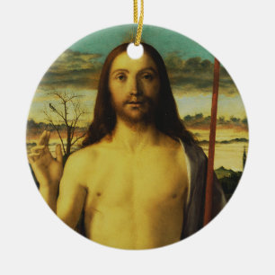 Christ Blessing by Giovanni Bellini Ceramic Tree Decoration