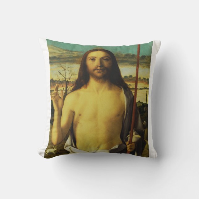 Christ Blessing by Giovanni Bellini   Cushion (Front)