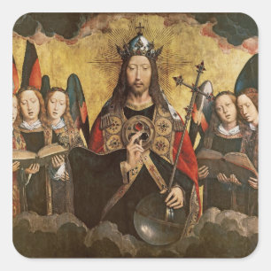 Christ Blessing, central panel from a triptych Square Sticker