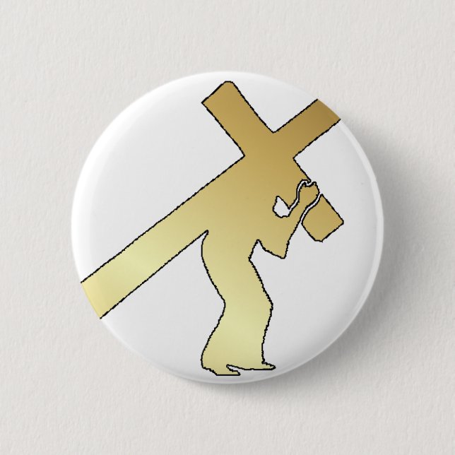 CHRIST CARRYING CROSS 6 CM ROUND BADGE (Front)