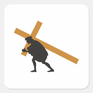 Christ carrying cross square sticker