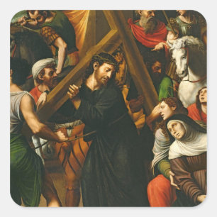 Christ Carrying the Cross Square Sticker