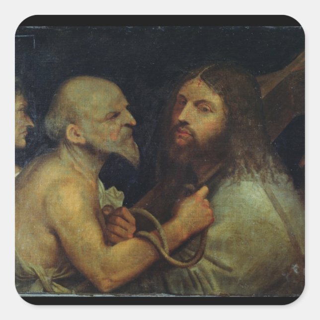 Christ Carrying the Cross Square Sticker (Front)