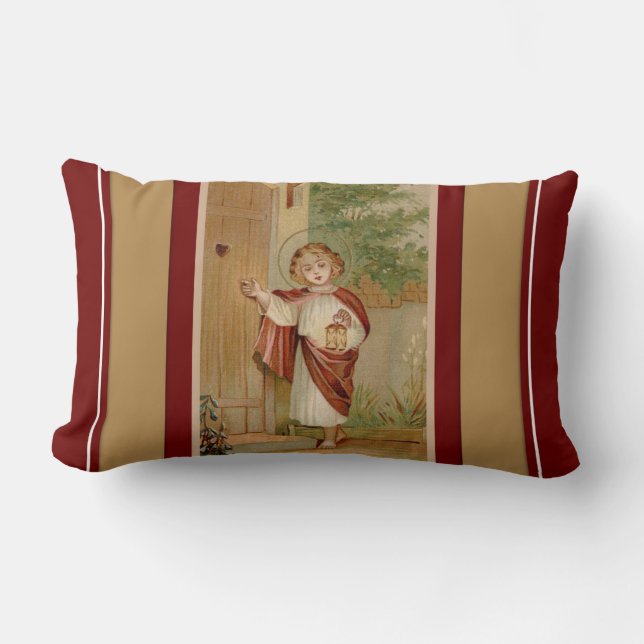 Christ Child Jesus knocking at Door Lumbar Cushion (Front)