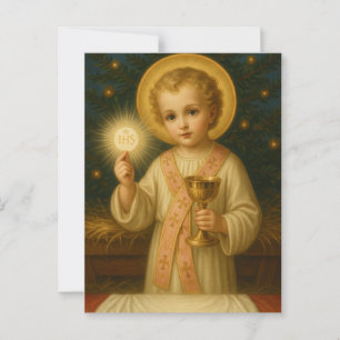 Christ Child with Eucharist Christmas Holy Card