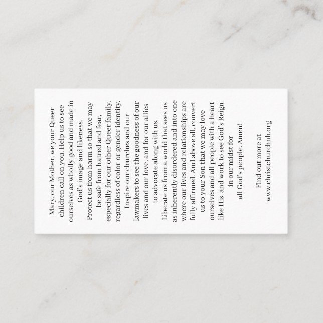 Christ Church Rainbow Madonna Card (Back)