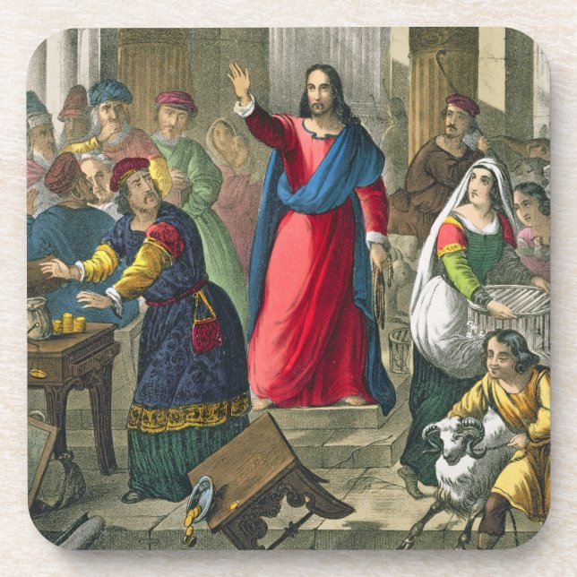 Christ Cleanses the Temple, from a bible printed b Coaster (Front)
